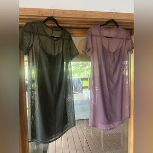 LuLu Lemon sheer dresses military green and magenta.  Zero snags or rips!